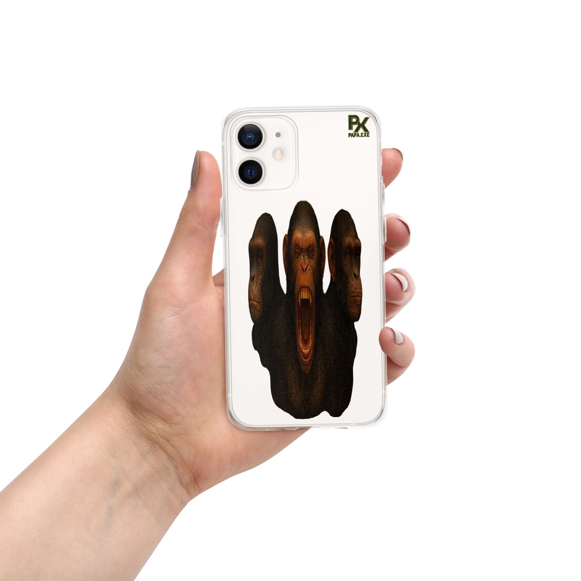 Transparente iPhone®- Hülle | Bloodline Affen-Trio | Kikazaru · Mizaru · Iwazaru