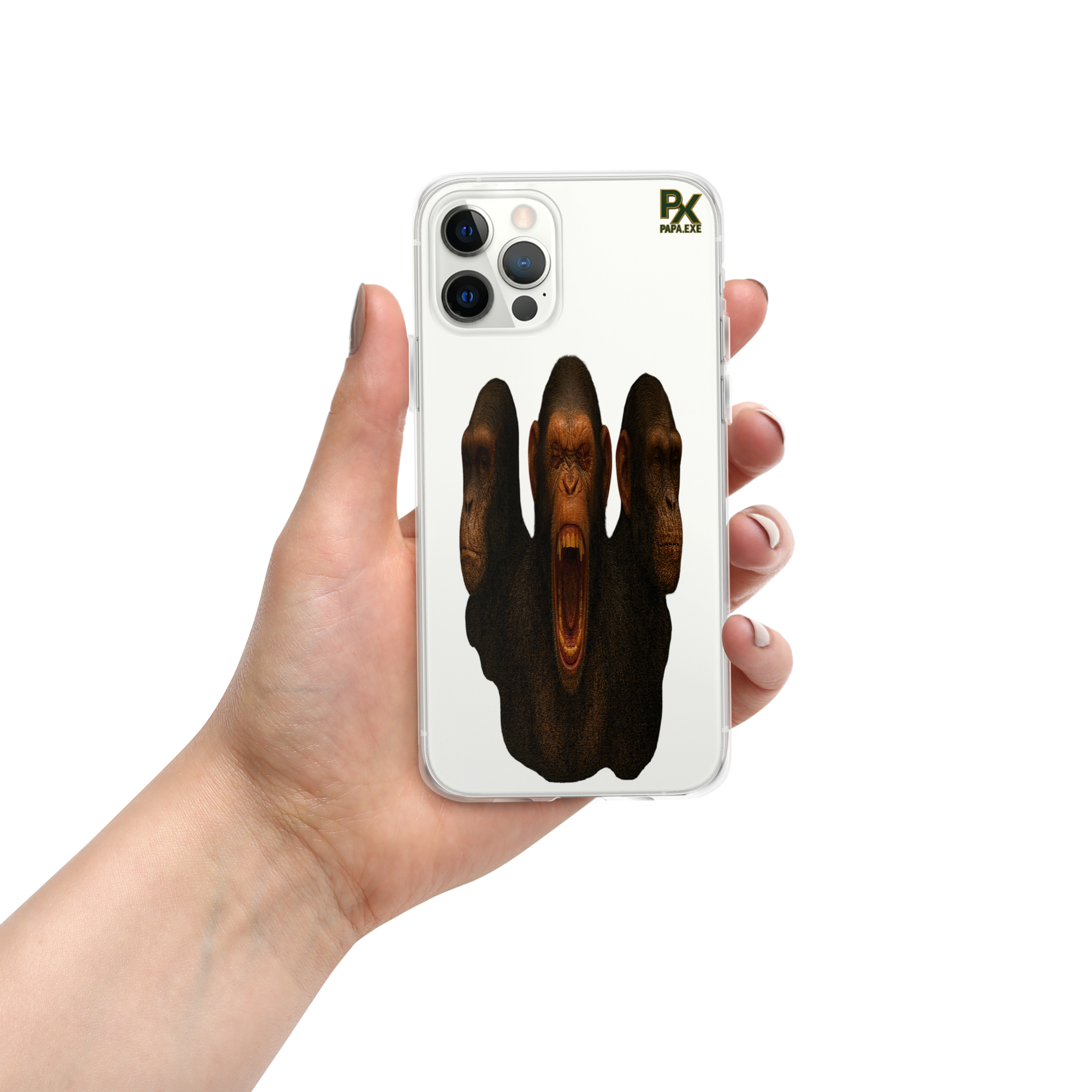 Transparente iPhone®- Hülle | Bloodline Affen-Trio | Kikazaru · Mizaru · Iwazaru