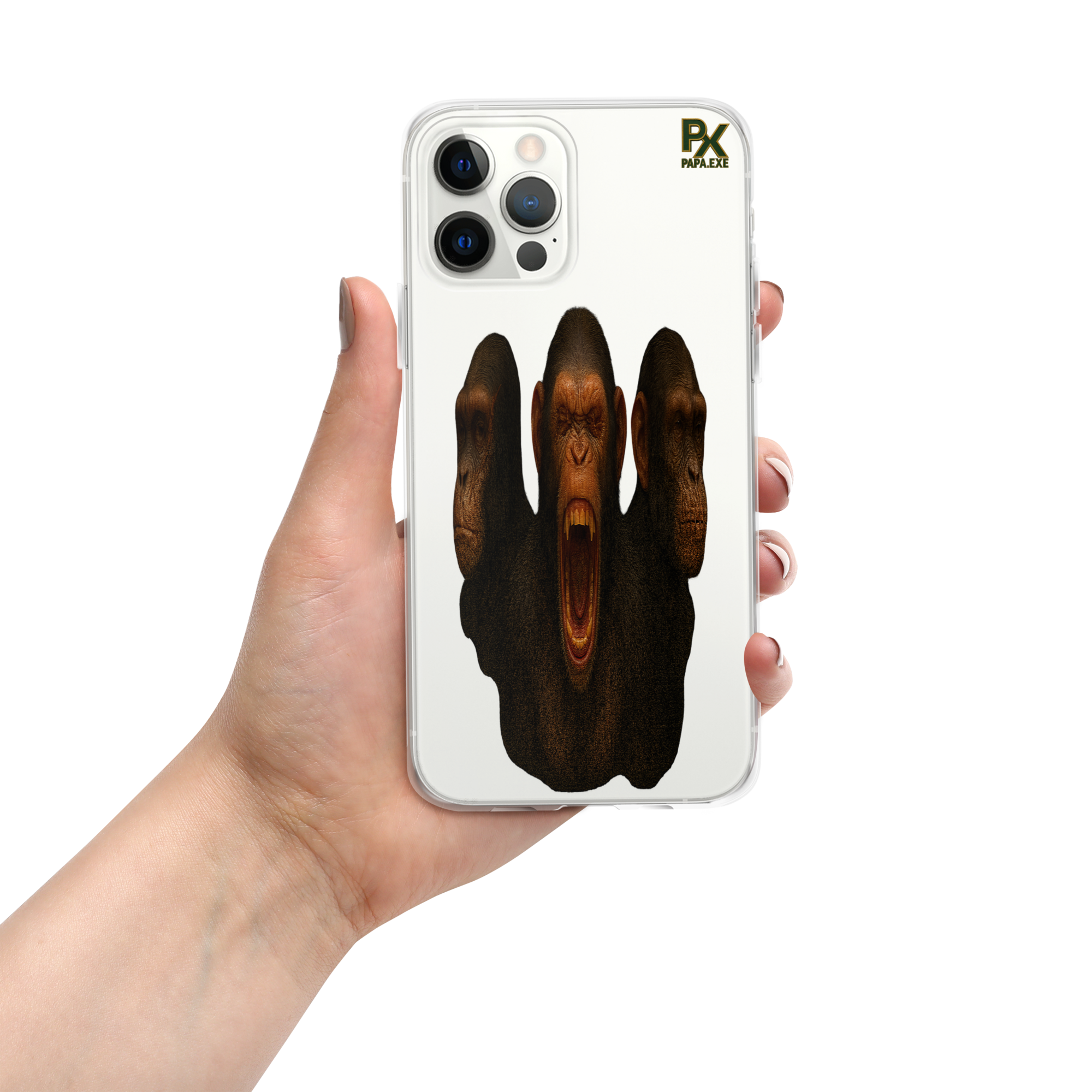 Transparente iPhone®- Hülle | Bloodline Affen-Trio | Kikazaru · Mizaru · Iwazaru