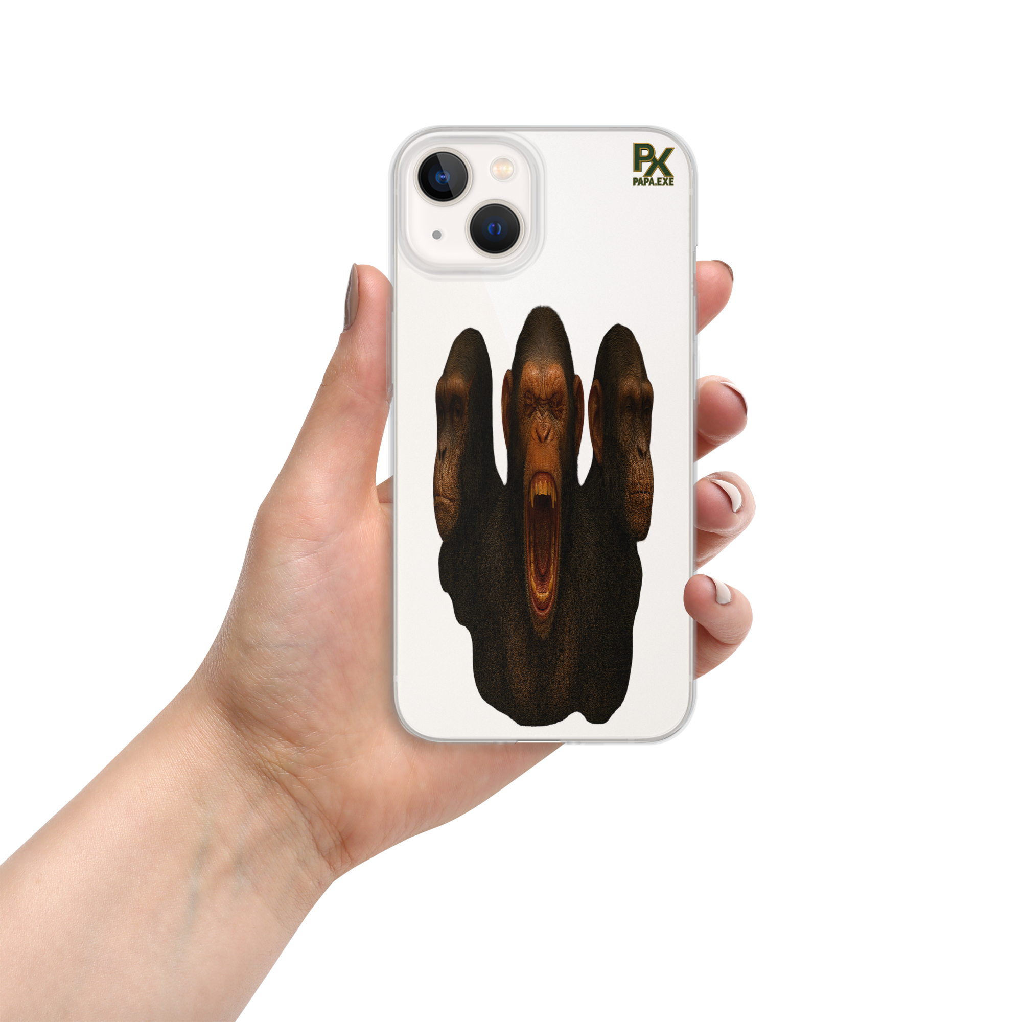 Transparente iPhone®- Hülle | Bloodline Affen-Trio | Kikazaru · Mizaru · Iwazaru