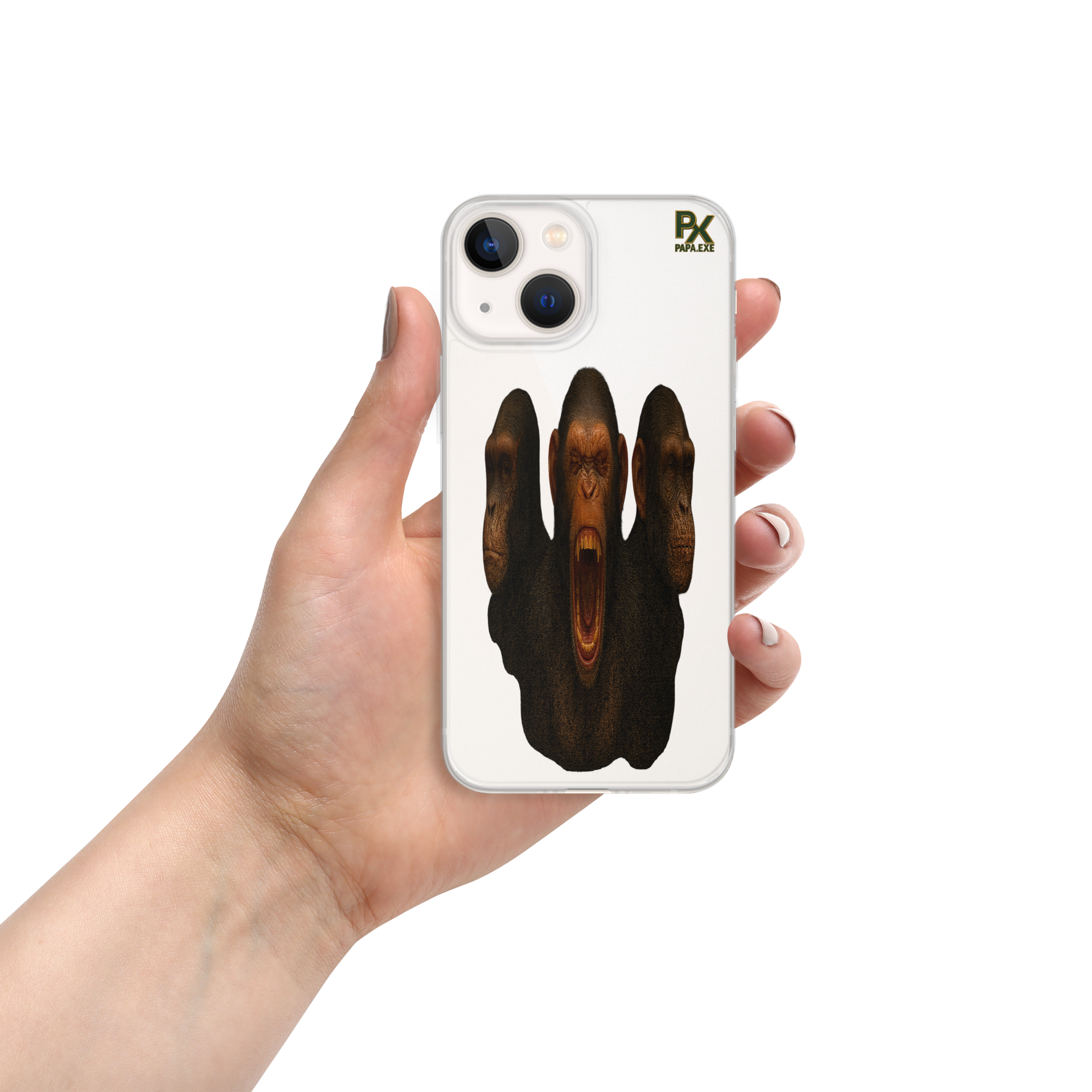 Transparente iPhone®- Hülle | Bloodline Affen-Trio | Kikazaru · Mizaru · Iwazaru