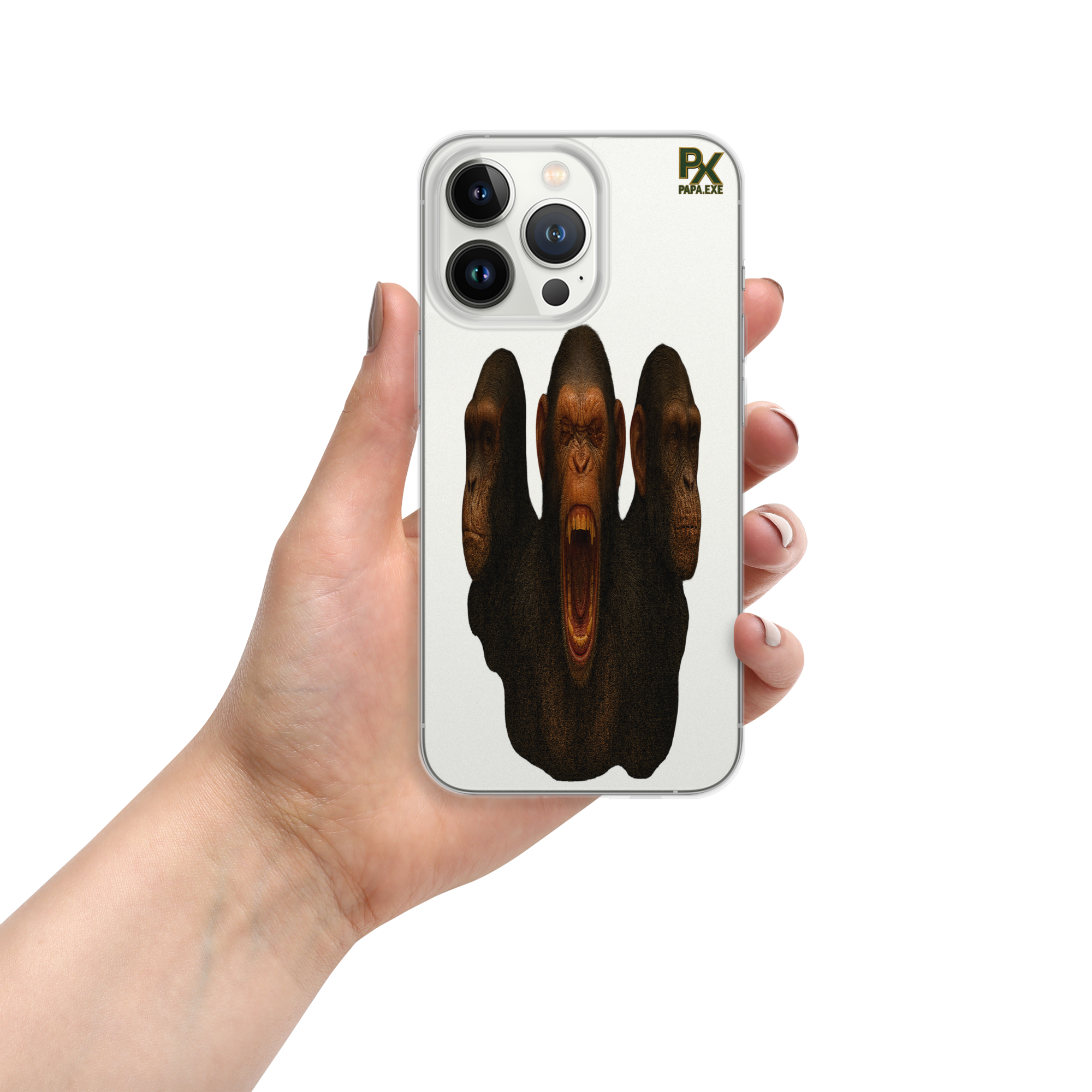 Transparente iPhone®- Hülle | Bloodline Affen-Trio | Kikazaru · Mizaru · Iwazaru