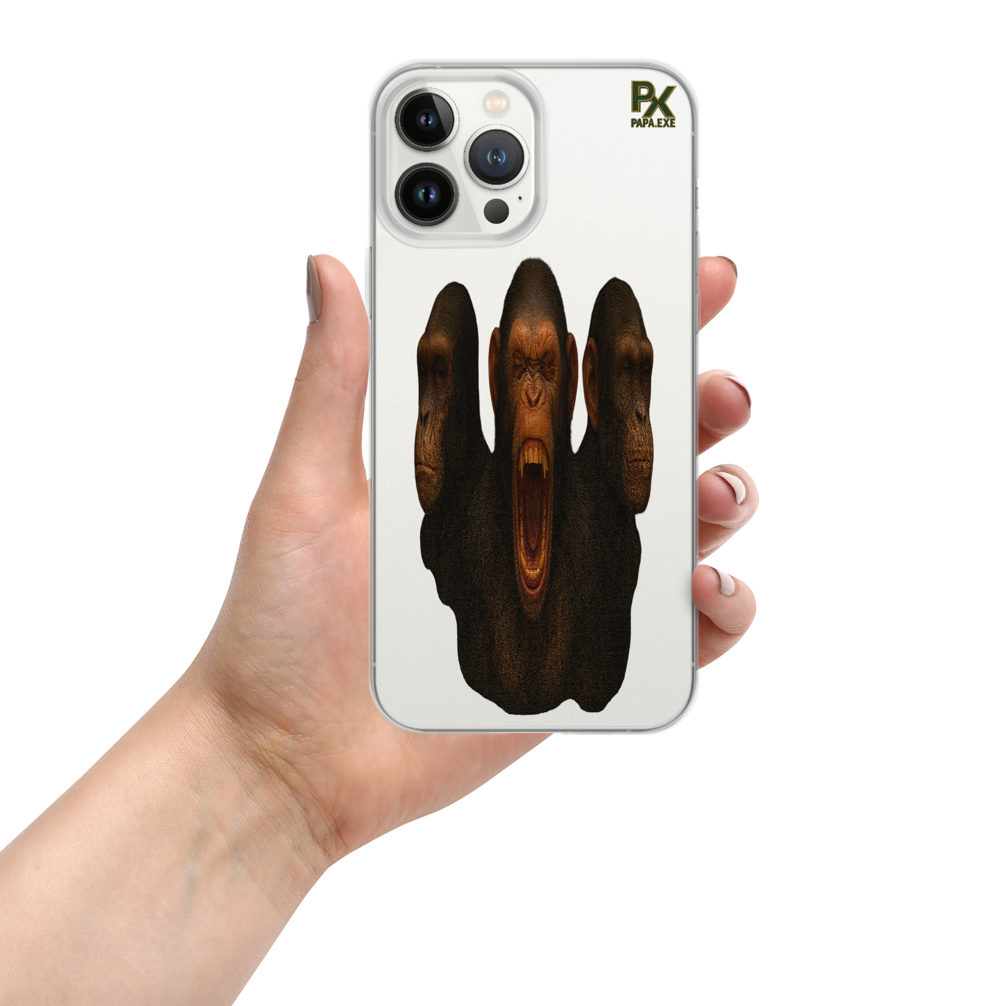 Transparente iPhone®- Hülle | Bloodline Affen-Trio | Kikazaru · Mizaru · Iwazaru