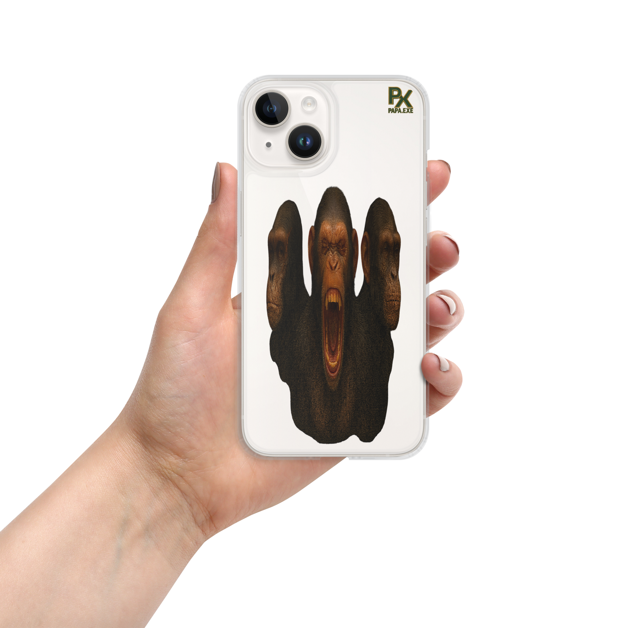 Transparente iPhone®- Hülle | Bloodline Affen-Trio | Kikazaru · Mizaru · Iwazaru