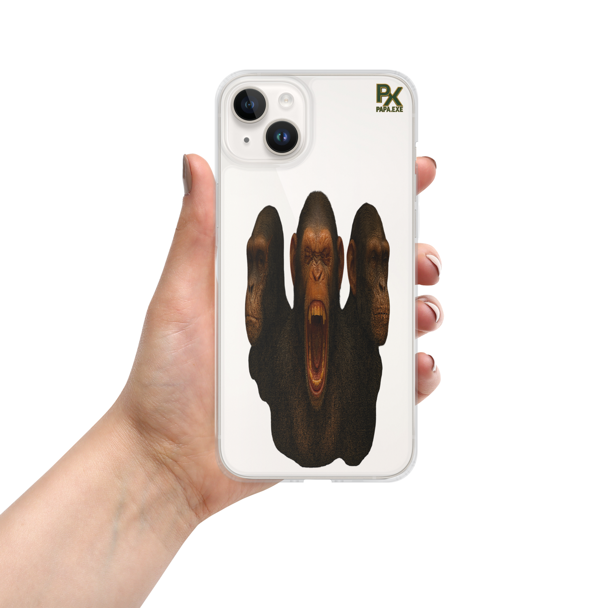 Transparente iPhone®- Hülle | Bloodline Affen-Trio | Kikazaru · Mizaru · Iwazaru