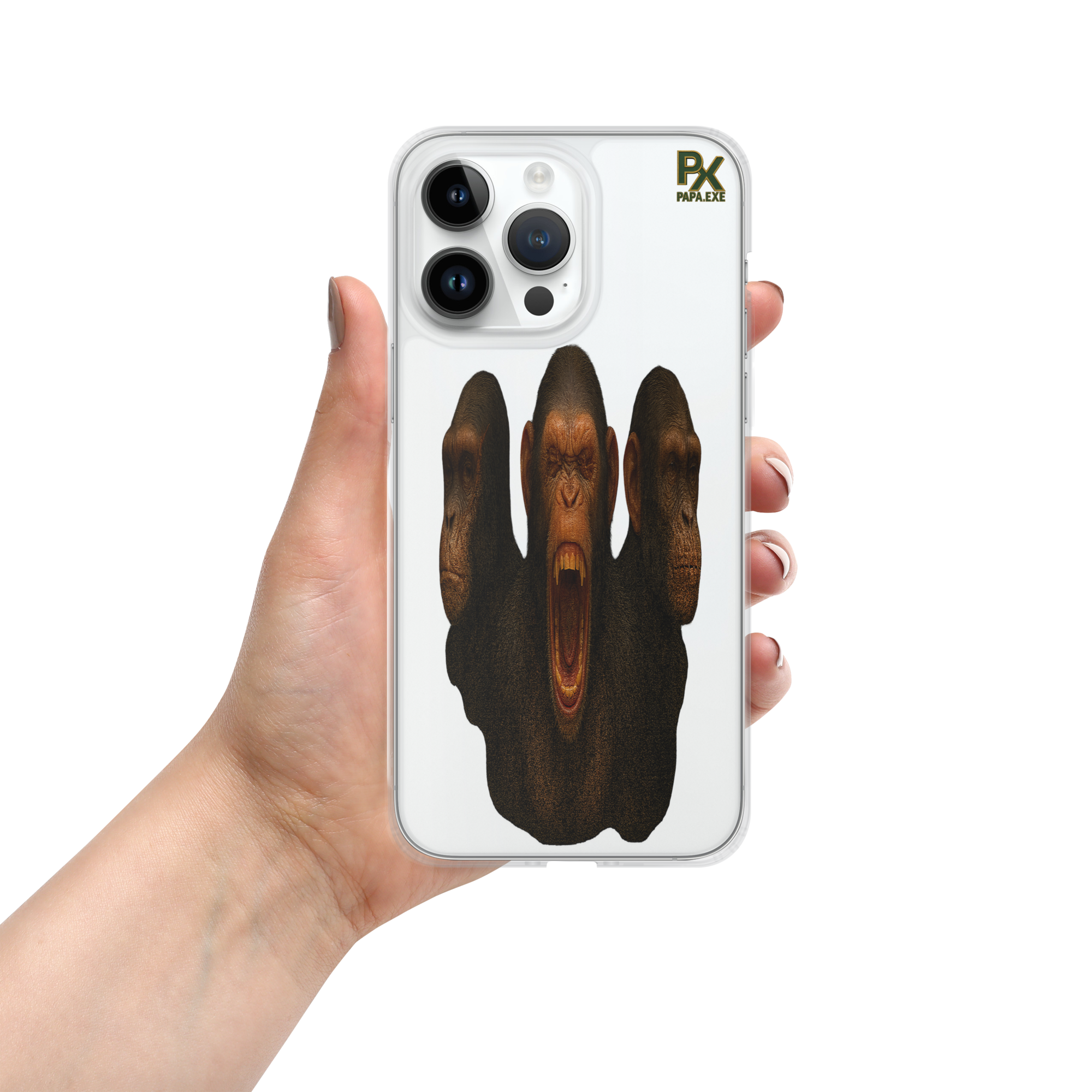 Transparente iPhone®- Hülle | Bloodline Affen-Trio | Kikazaru · Mizaru · Iwazaru