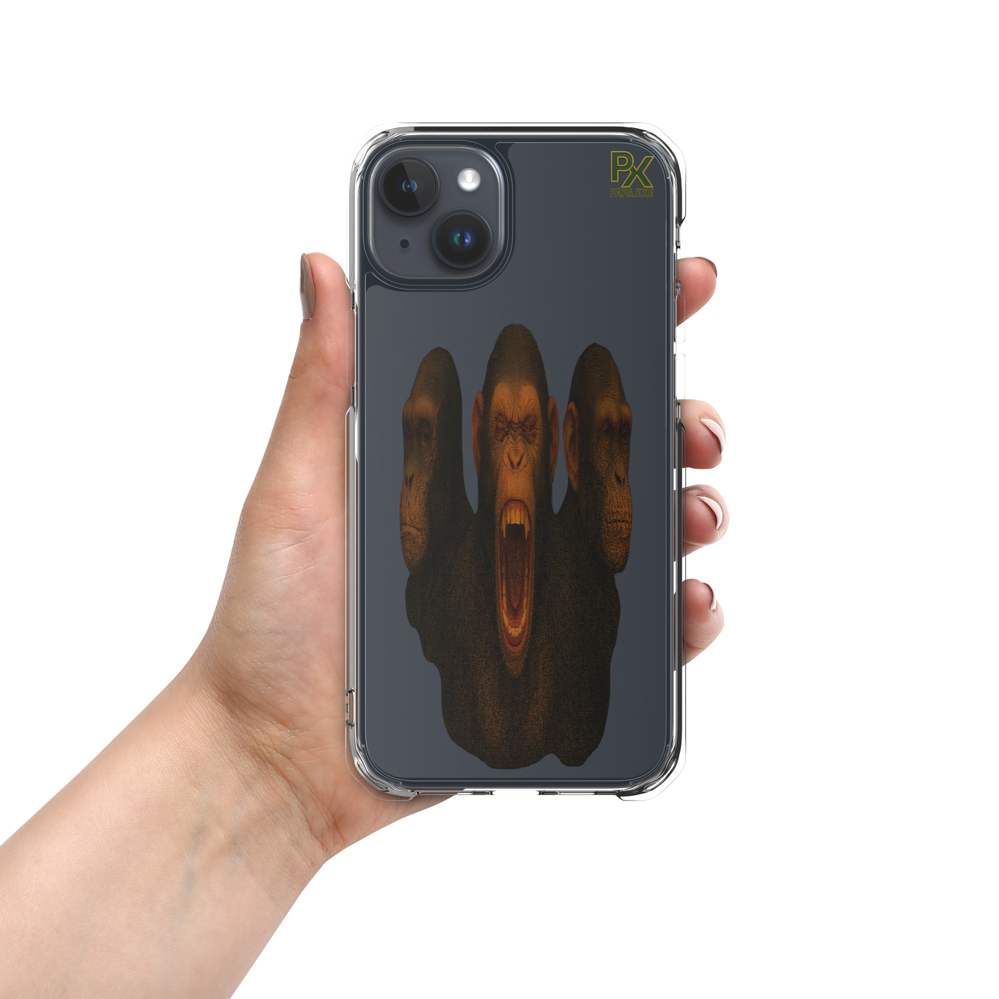 Transparente iPhone®- Hülle | Bloodline Affen-Trio | Kikazaru · Mizaru · Iwazaru