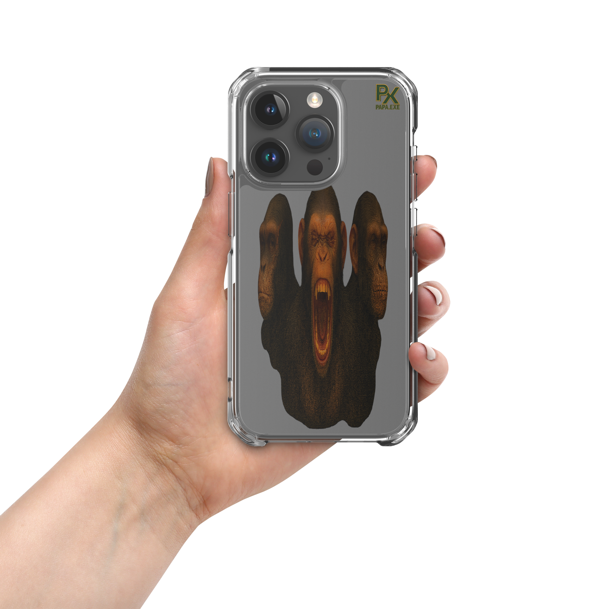 Transparente iPhone®- Hülle | Bloodline Affen-Trio | Kikazaru · Mizaru · Iwazaru