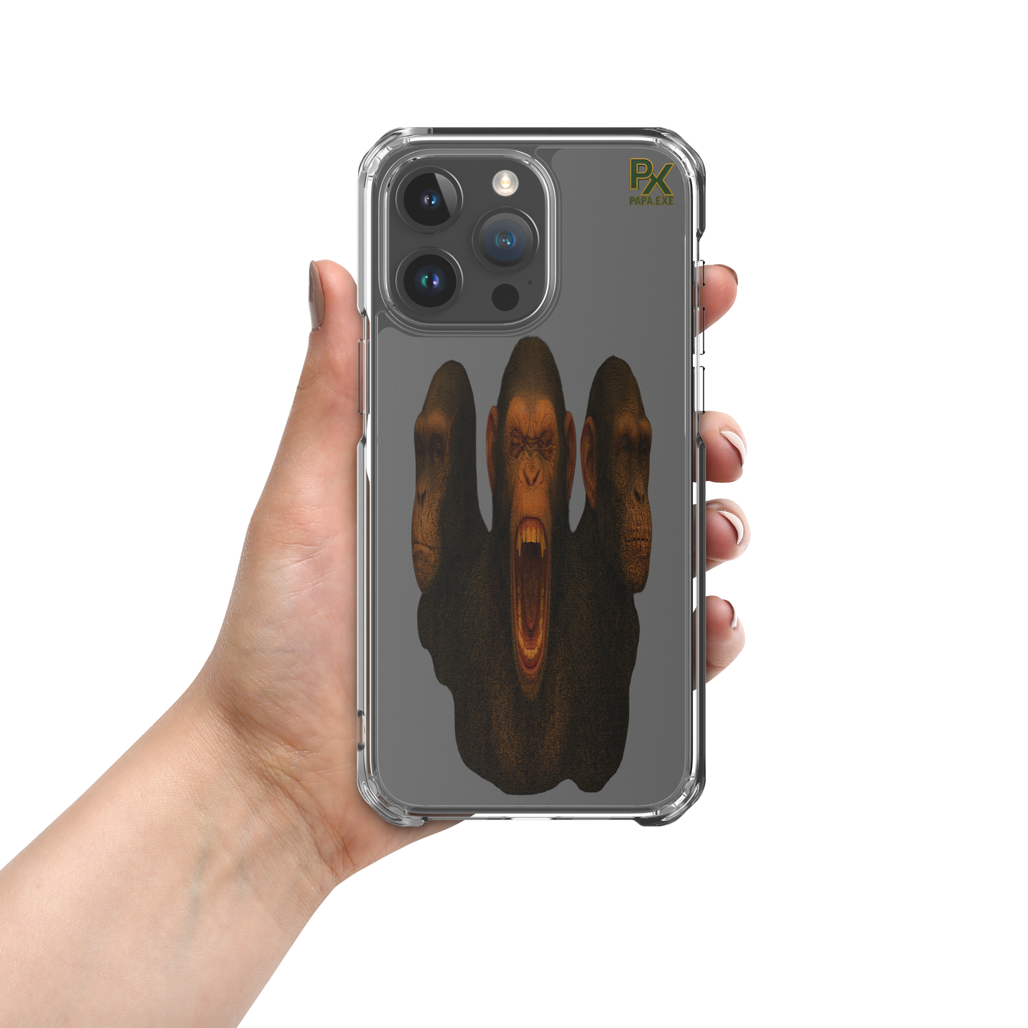 Transparente iPhone®- Hülle | Bloodline Affen-Trio | Kikazaru · Mizaru · Iwazaru