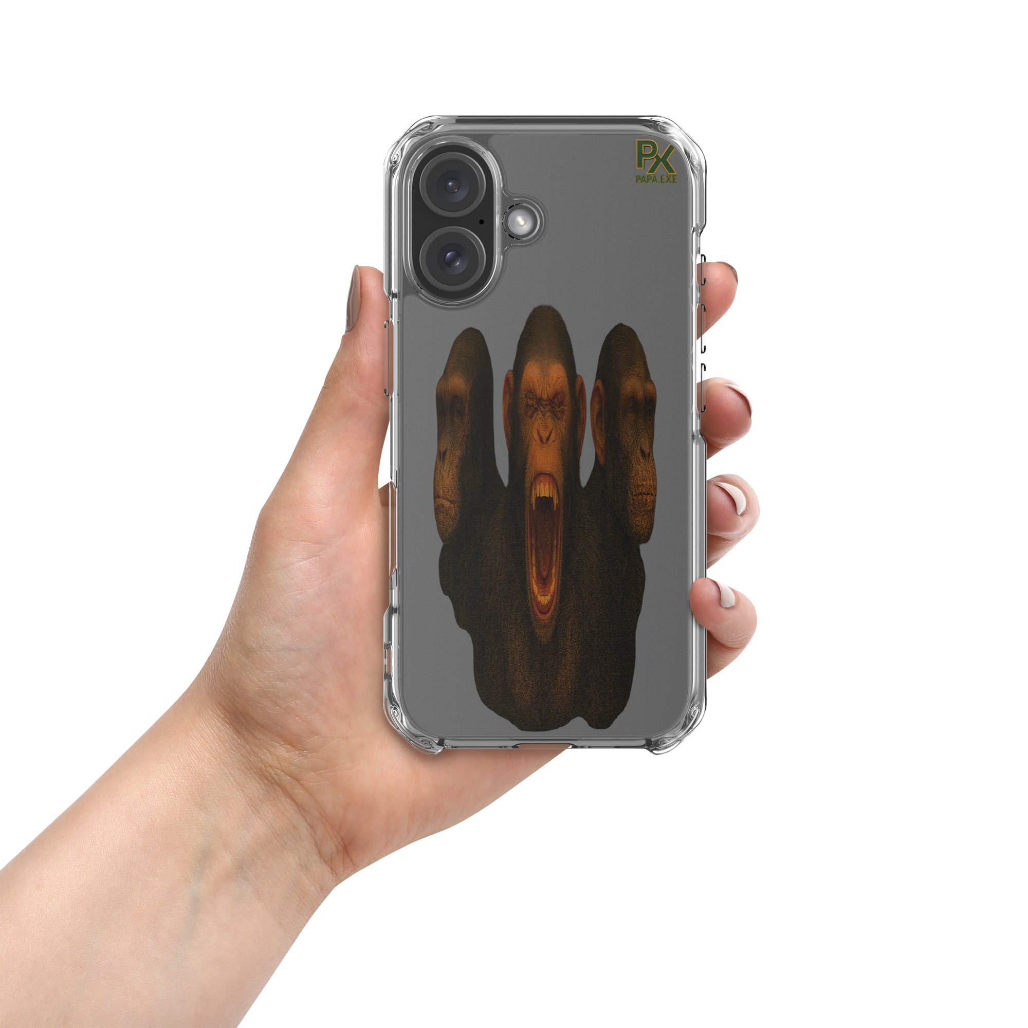 Transparente iPhone®- Hülle | Bloodline Affen-Trio | Kikazaru · Mizaru · Iwazaru