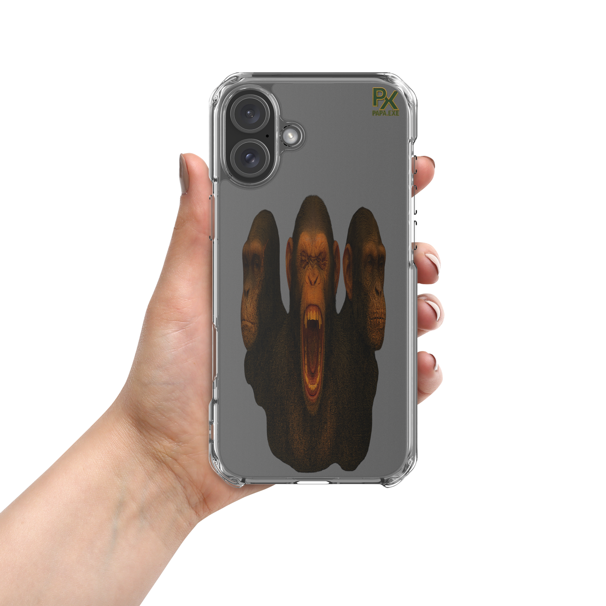 Transparente iPhone®- Hülle | Bloodline Affen-Trio | Kikazaru · Mizaru · Iwazaru