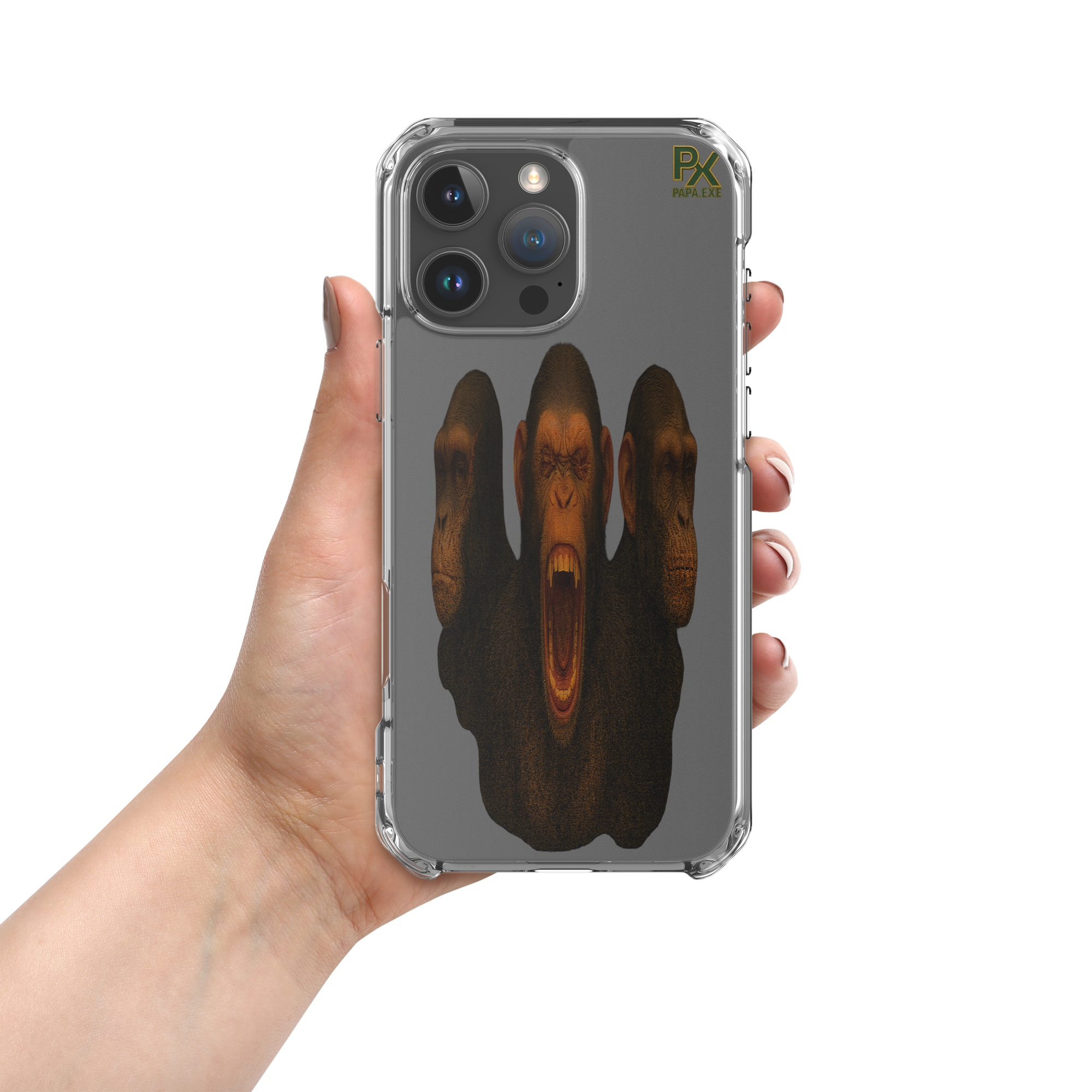 Transparente iPhone®- Hülle | Bloodline Affen-Trio | Kikazaru · Mizaru · Iwazaru