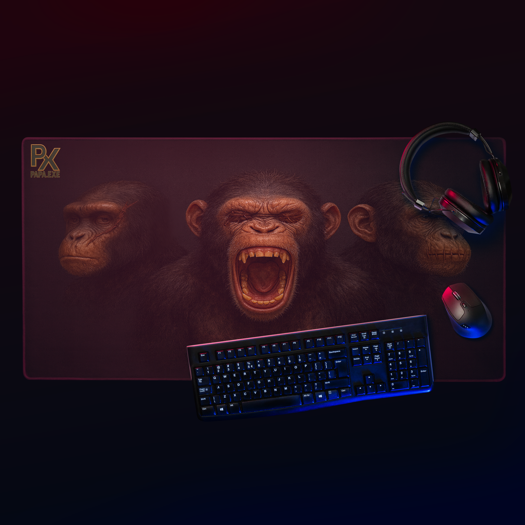 Gaming Mauspad | Bloodline  Affen Trio | Kikazaru | Mizaru | Iwazaru