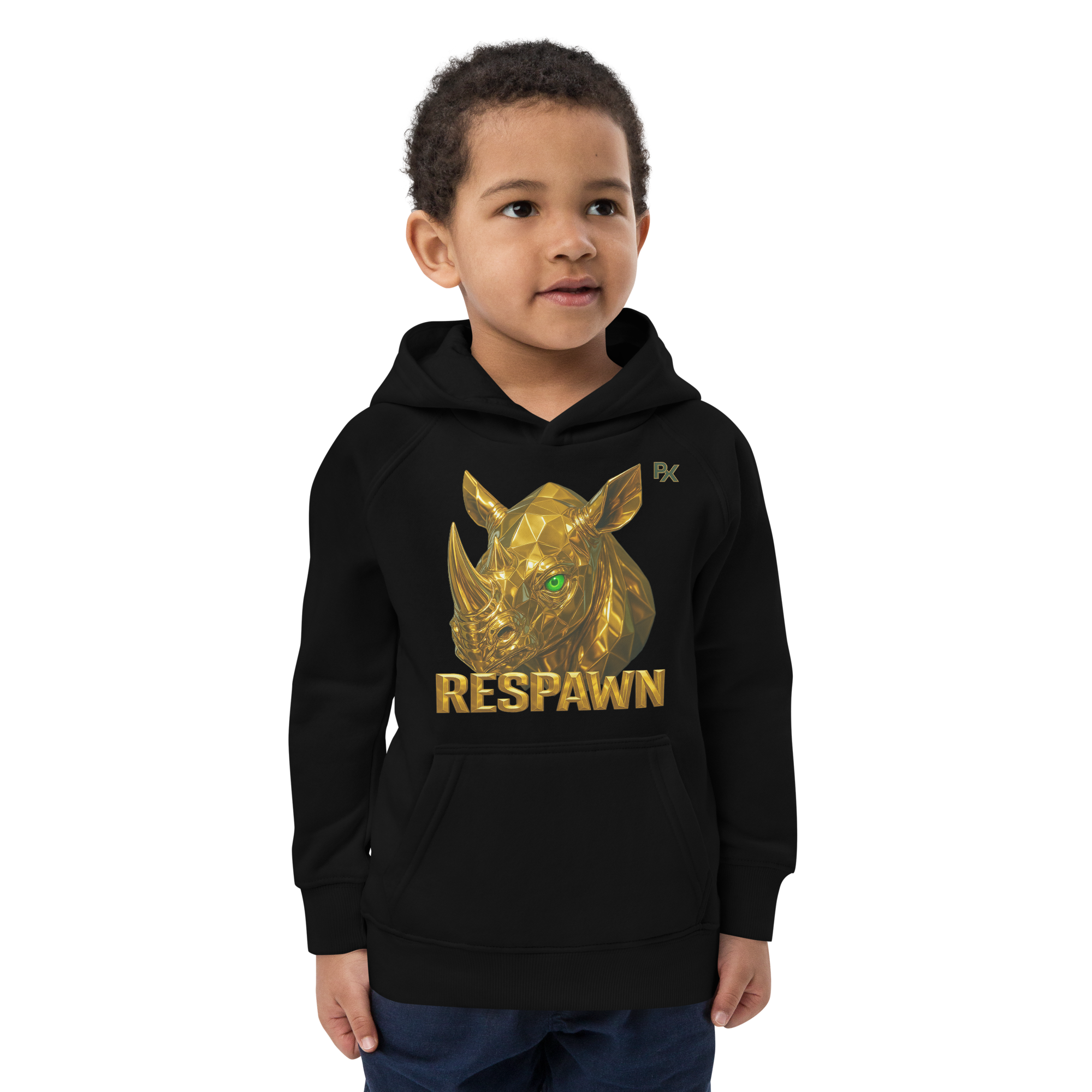 Kids Eco Hoodie | Goldie Respawn Rhino