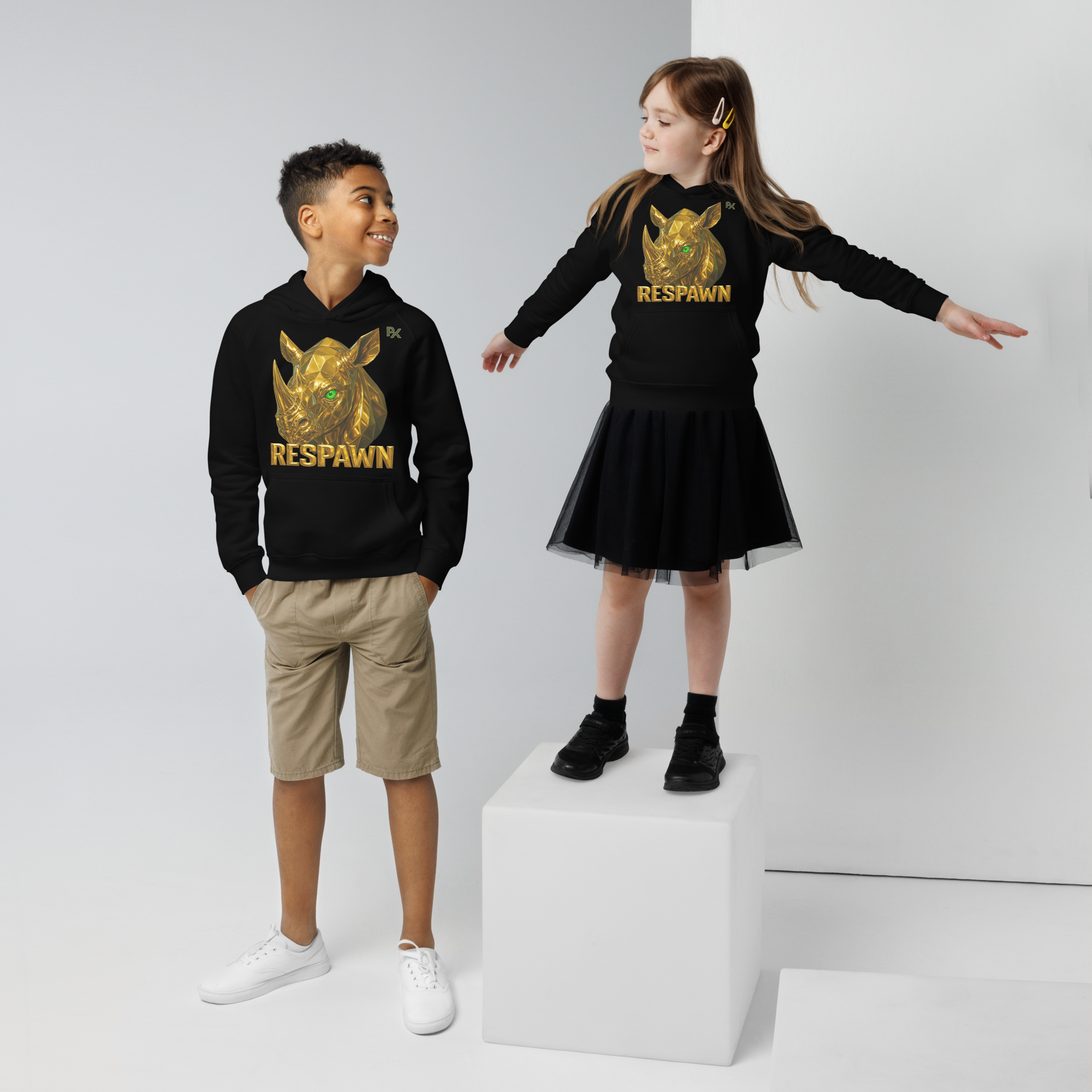 Kids Eco Hoodie | Goldie Respawn Rhino