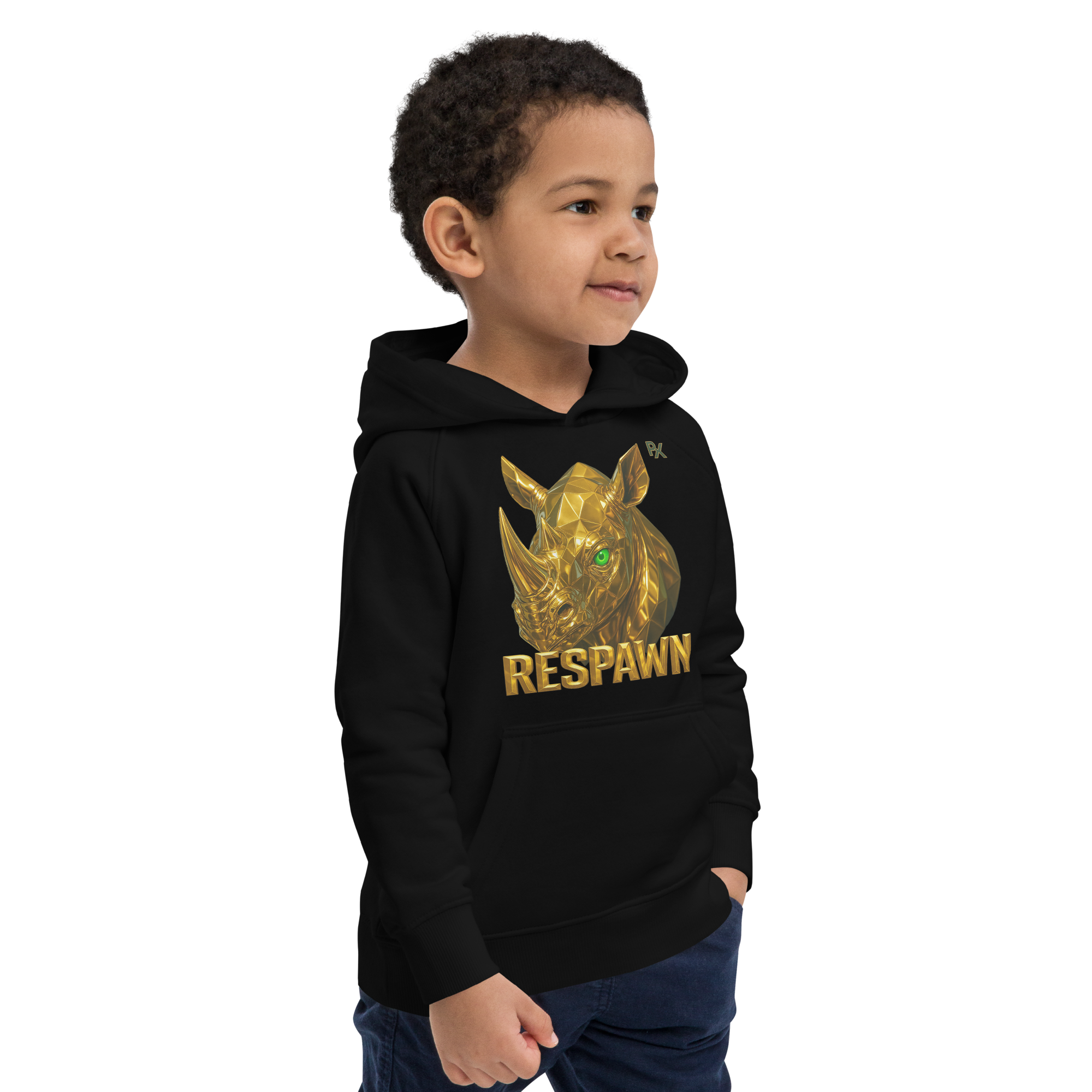 Kids Eco Hoodie | Goldie Respawn Rhino