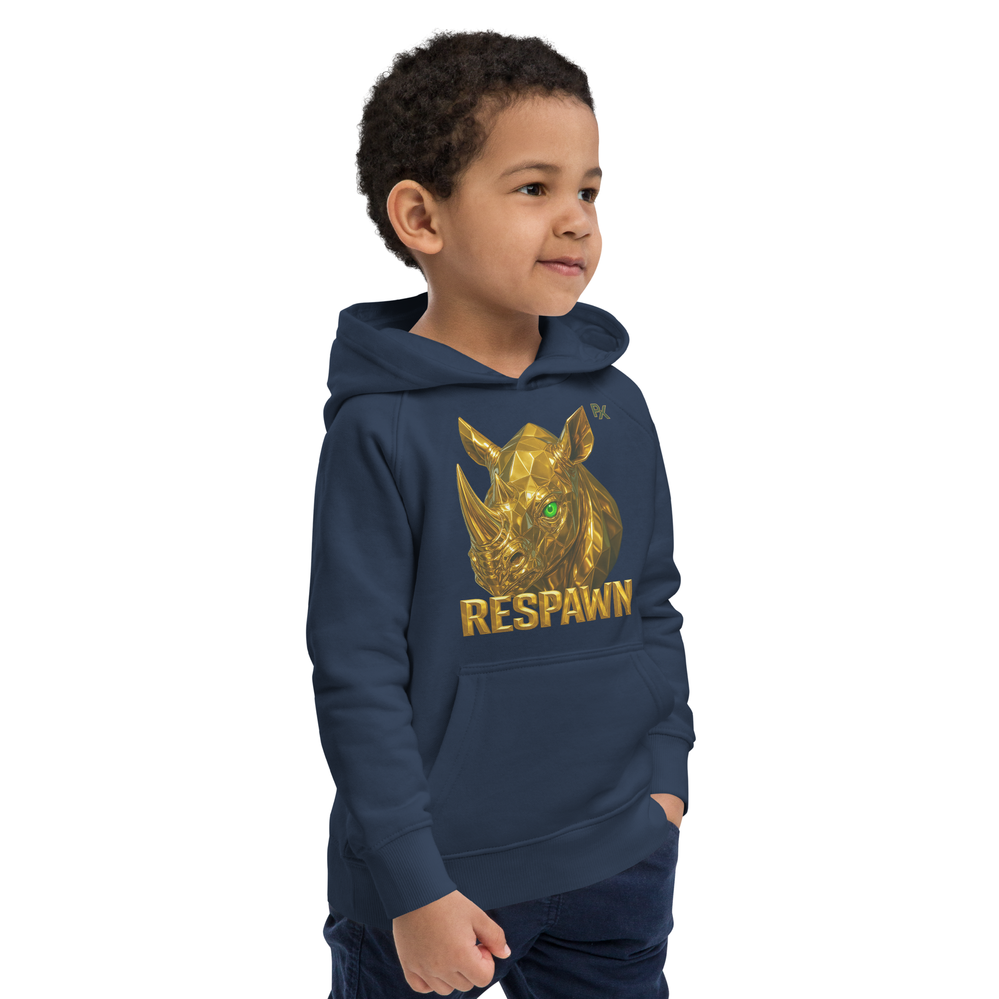 Kids Eco Hoodie | Goldie Respawn Rhino