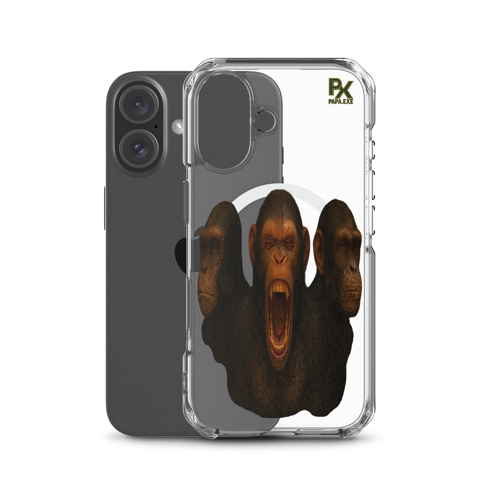 Transparente iPhone® Hülle mit MagSafe® | Bloodline Affen-Trio | Kikazaru · Mizaru · Iwazaru
