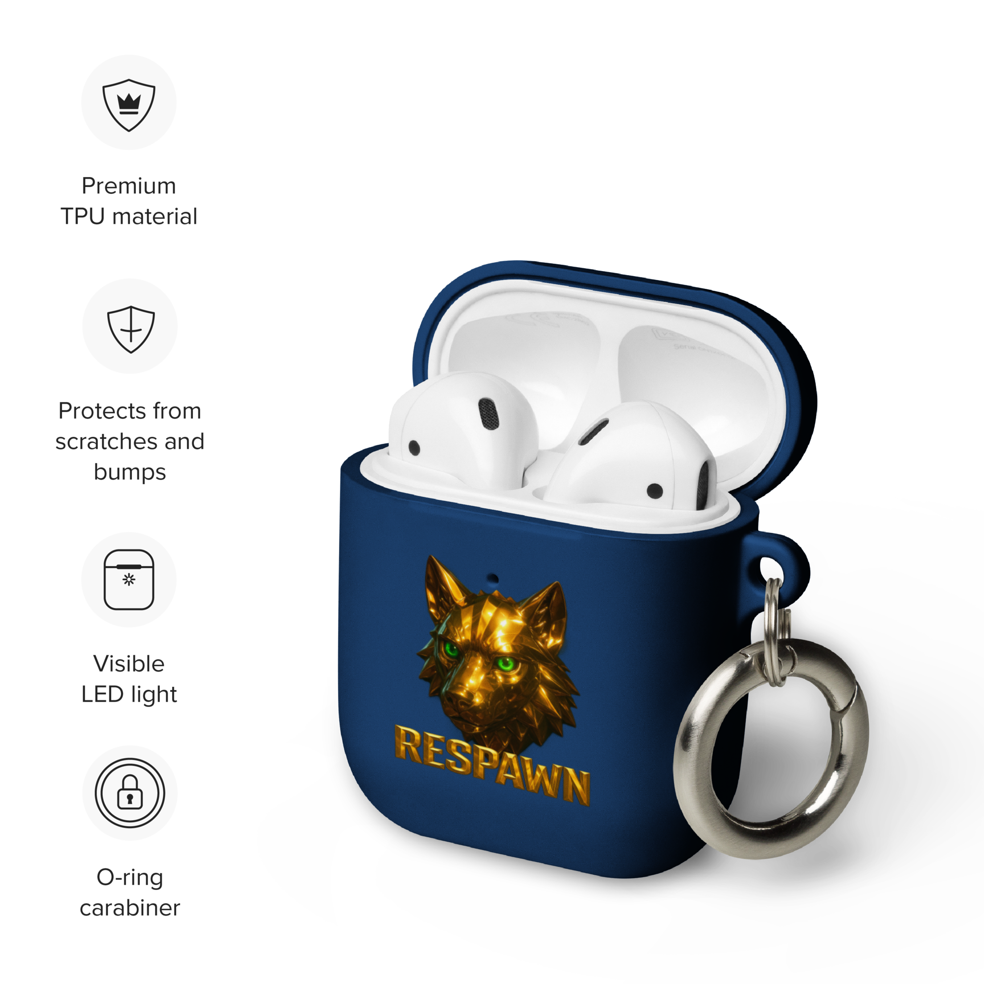 Rubber Case für AirPods® | Goldie Respawn Wolf
