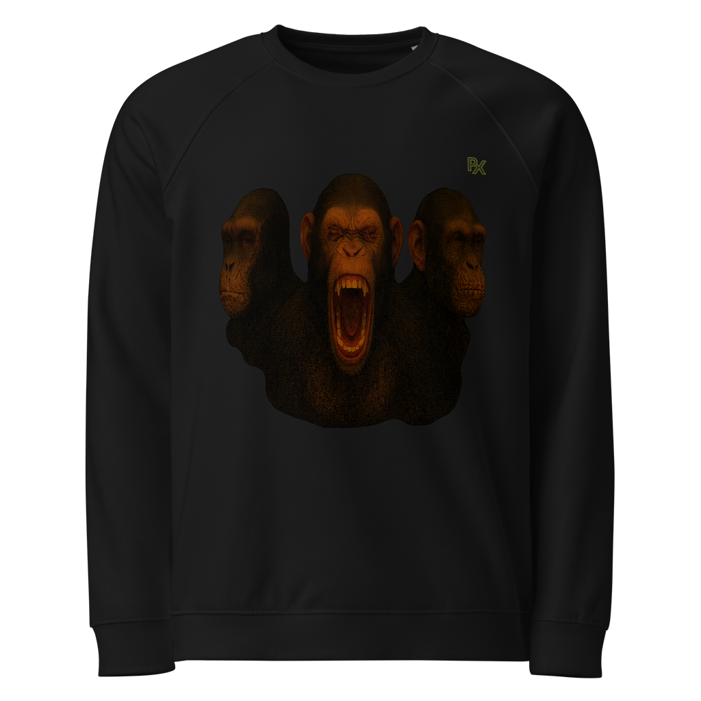 Organic Raglan Sweatshirt | Bloodline Affen-Trio | Kikazaru · Mizaru · Iwazaru