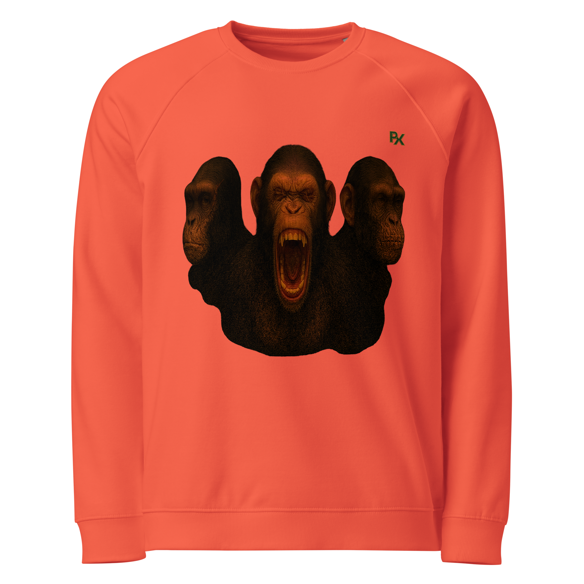 Organic Raglan Sweatshirt | Bloodline Affen-Trio | Kikazaru · Mizaru · Iwazaru