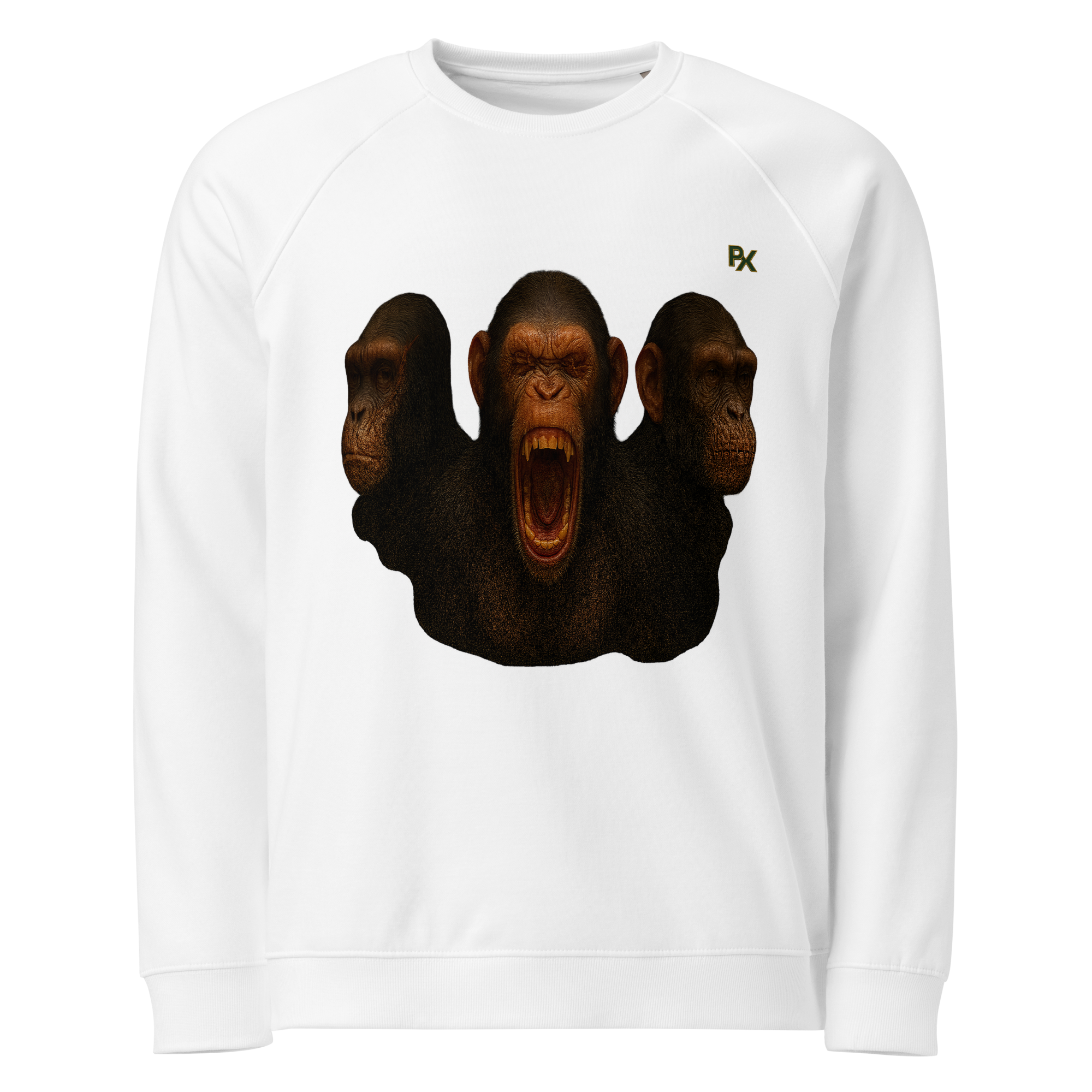 Organic Raglan Sweatshirt | Bloodline Affen-Trio | Kikazaru · Mizaru · Iwazaru