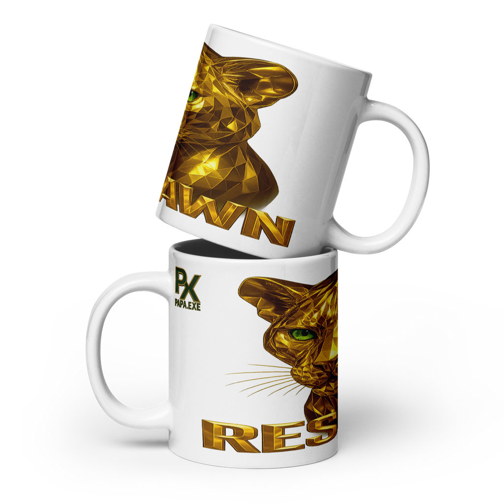 Weiße Hochglanz-Keramiktasse | Goldie Respawn Tiger