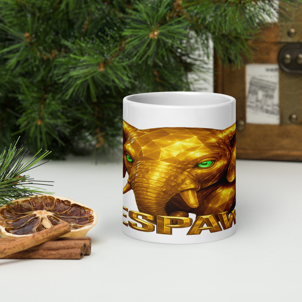 Weiße Tasse | Goldie Respawn Elefant