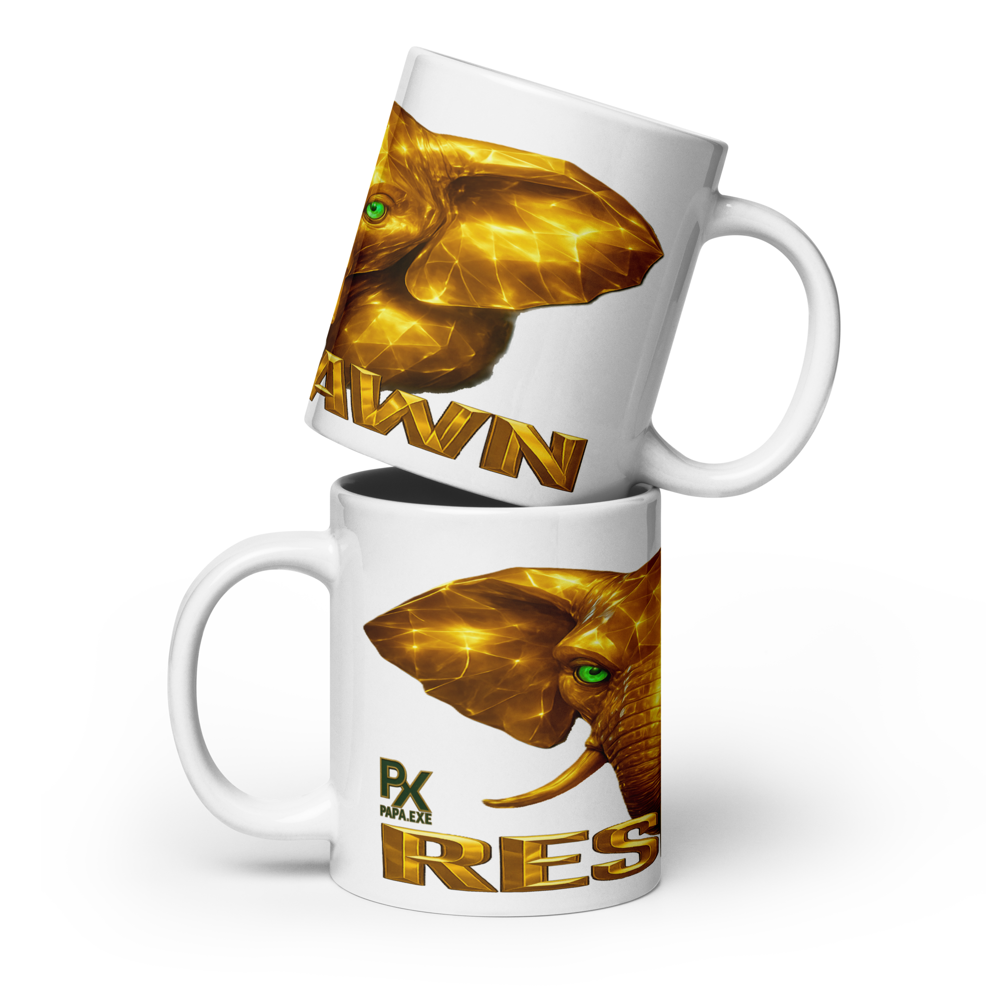 Weiße Tasse | Goldie Respawn Elefant